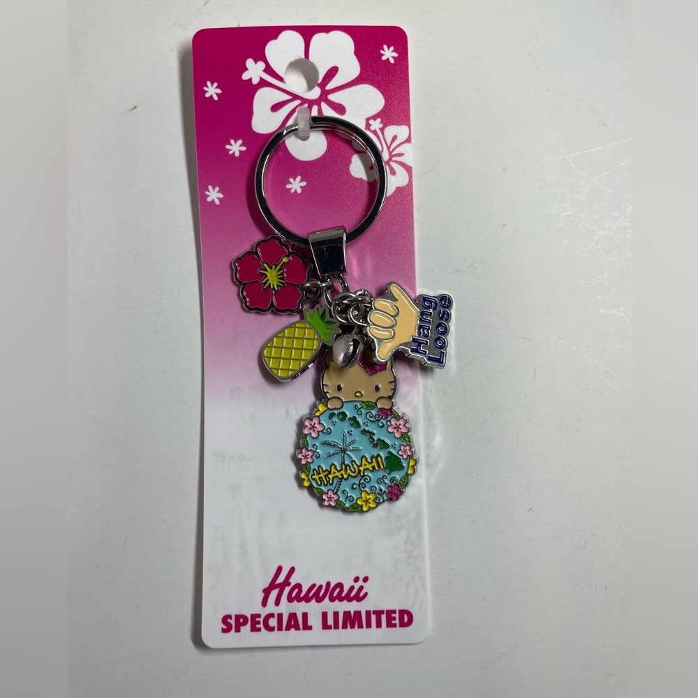 Hello Kitty Hawaii Metal Keychain with Charms